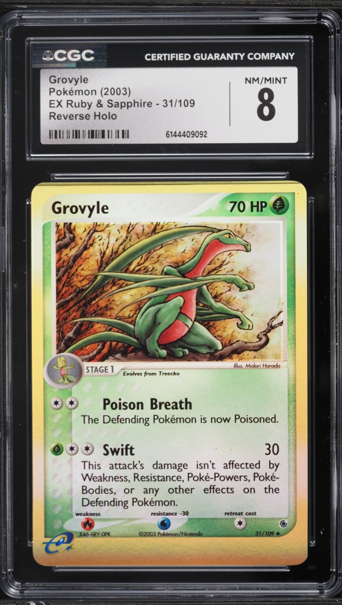2003 Pokemon EX Ruby & Sapphire Reverse Holo Grovyle #31 CGC 8 NM-MT
