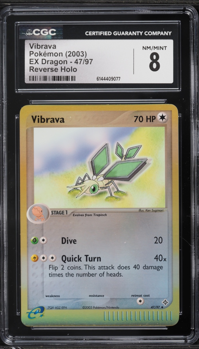 2003 Pokemon EX Dragon Reverse Holo Vibrava #47 CGC 8 NM-MT