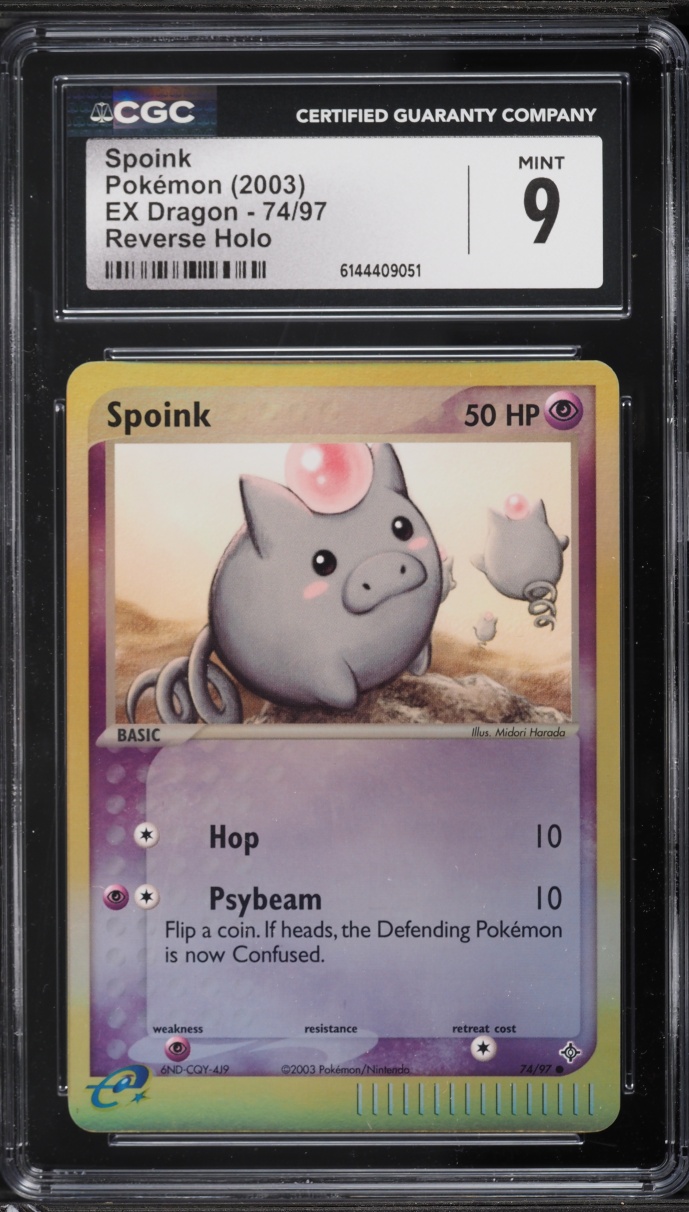 2003 Pokemon EX Dragon Reverse Holo Spoink #74 CGC 9 MINT