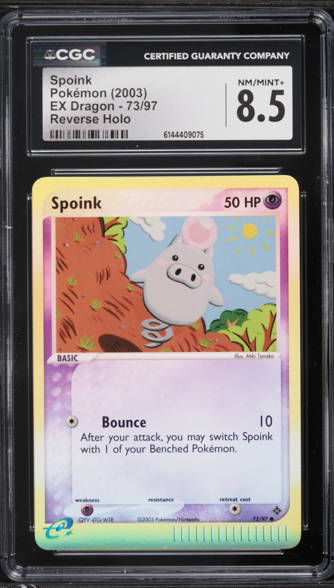 2003 Pokemon EX Dragon Reverse Holo Spoink #73 CGC 8.5 NM-MT+