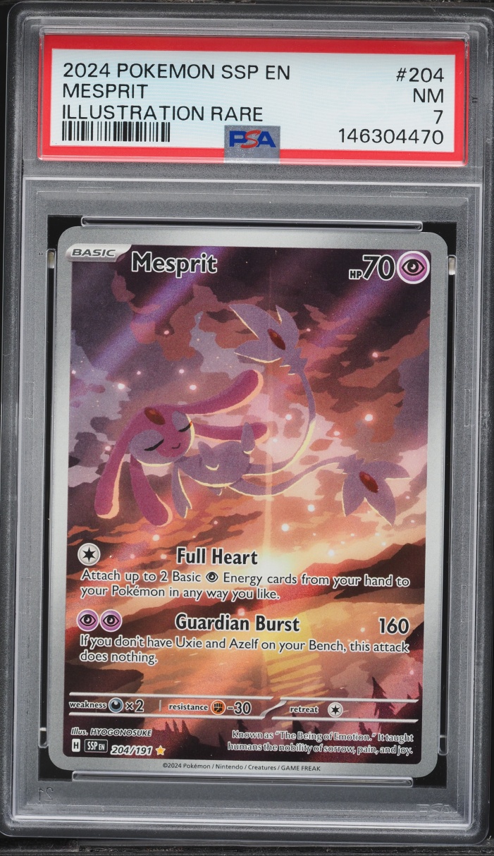 2024 Pokemon Scarlet & Violet Surging Sparks IR Mesprit #204 PSA 7 NRMT