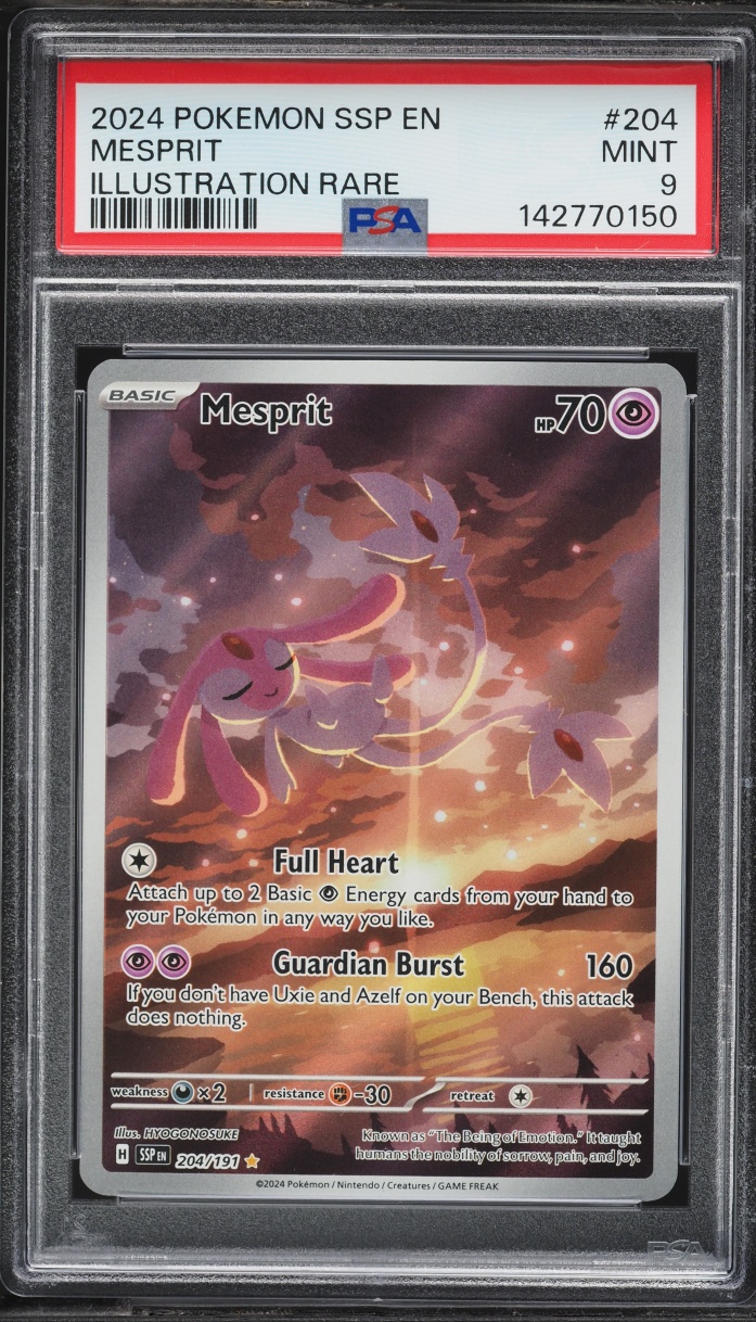 2024 Pokemon Scarlet & Violet Surging Sparks IR Mesprit #204 PSA 9 MINT