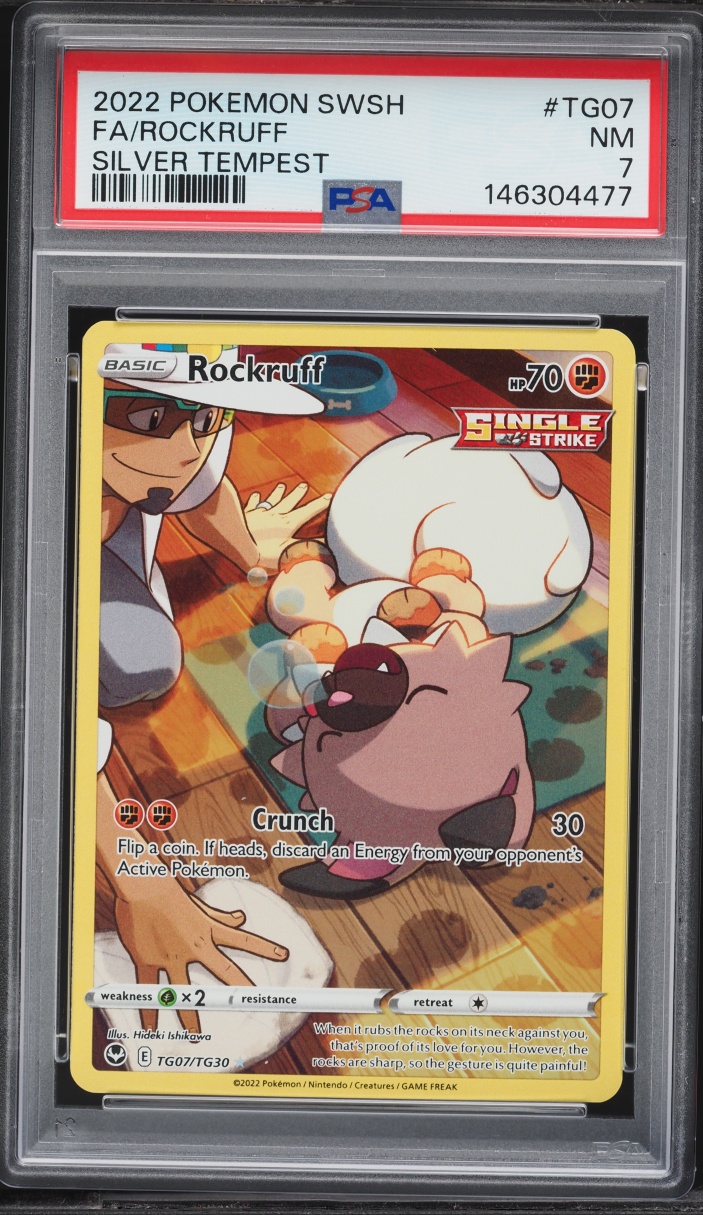 2022 Pokemon Sword & Shield Silver Tempest Trainer Gallery CHR Rockruff #TG07 PSA 7 NRMT
