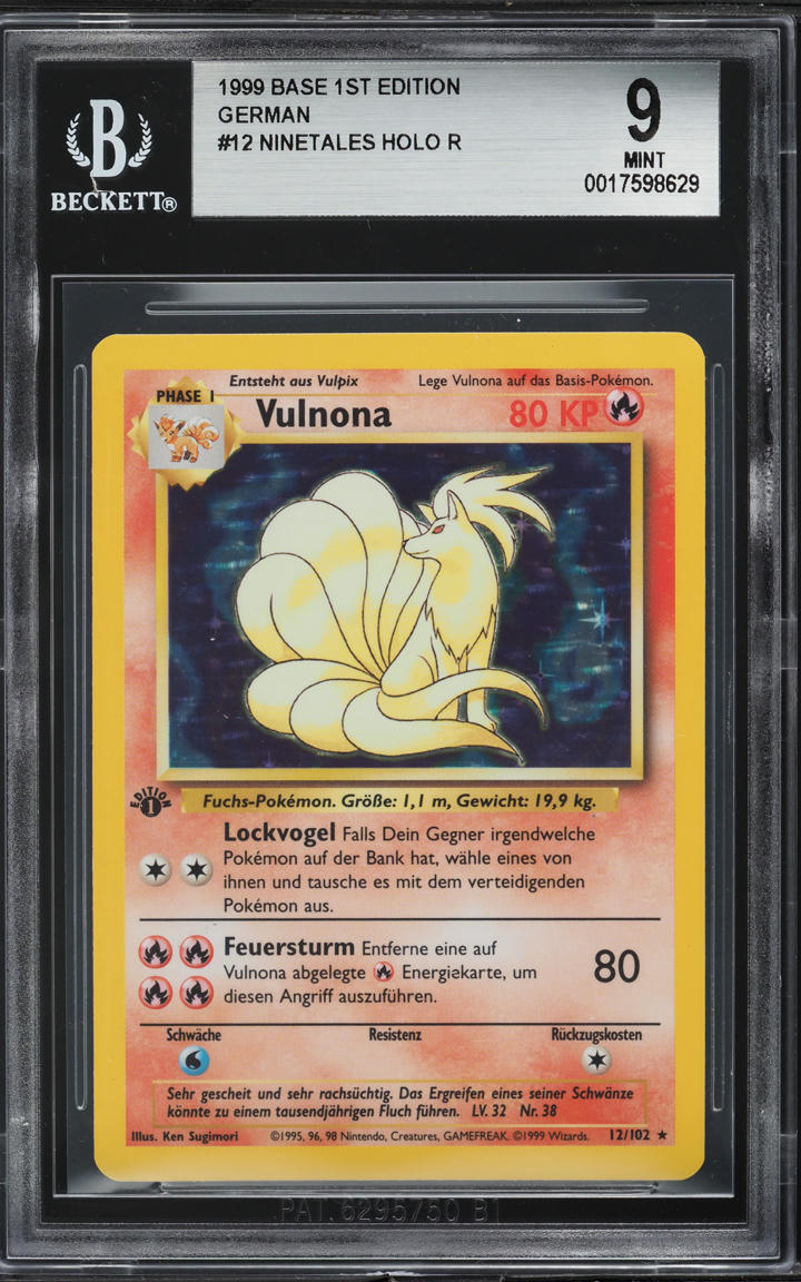 1999 Pokemon German Base Set 1st Edition Holo Ninetales #12 BGS 9 MINT
