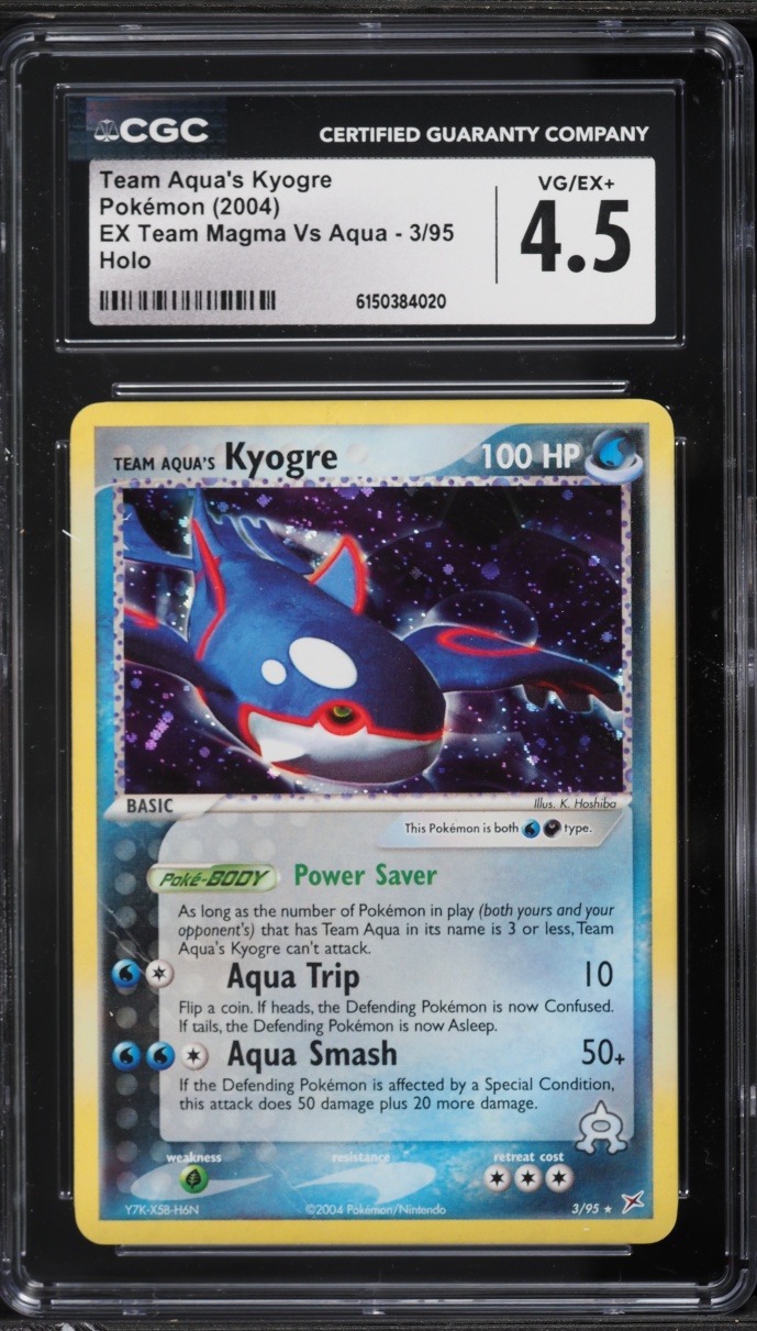 2004 Pokemon EX Team Magma VS Aqua Holo Team Aqua's Kyogre #3 CGC 4.5 VGEX+