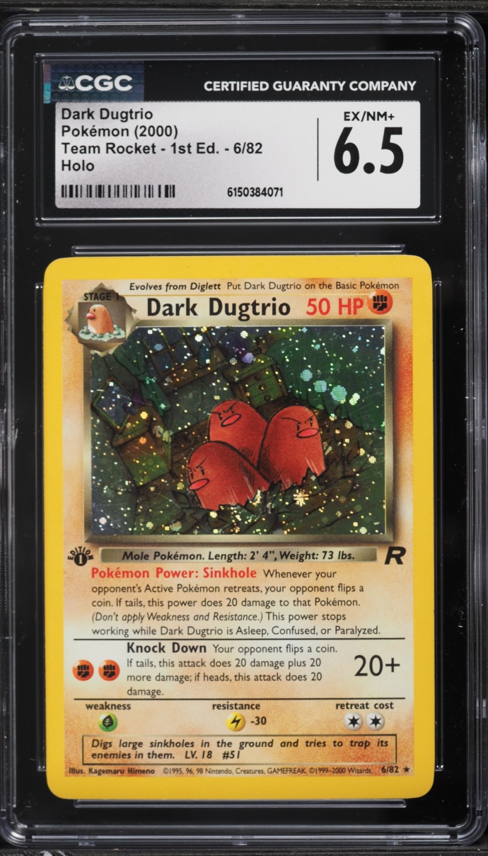 2000 Pokemon Team Rocket 1st Edition Holo Dark Dugtrio #6 CGC 6.5 EXMT+