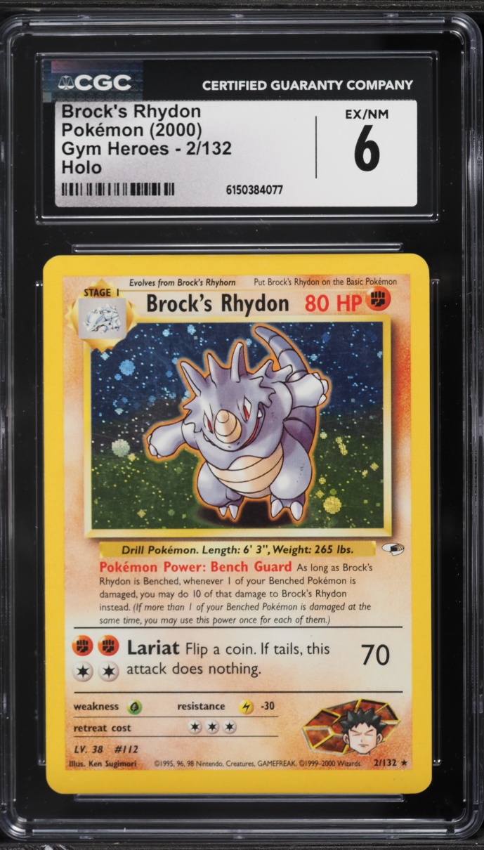 2000 Pokemon Gym Heroes 1st Edition Holo Brock's Rhydon #2 CGC 6 EXMT