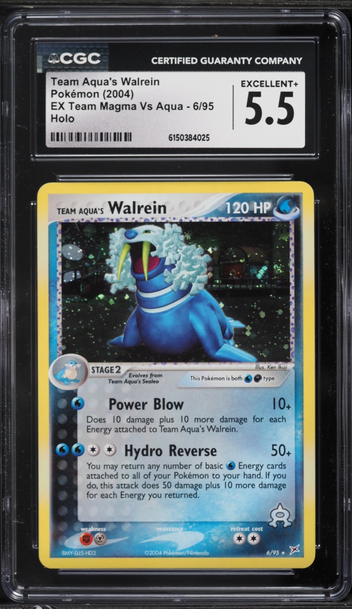 2004 Pokemon EX Team Magma VS Aqua Holo Team Aqua's Walrein #6 CGC 5.5 EX+