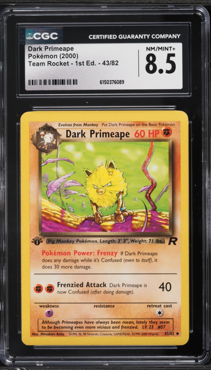 2000 Pokemon Team Rocket 1st Edition Dark Primeape #43 CGC 8.5 NM-MT+