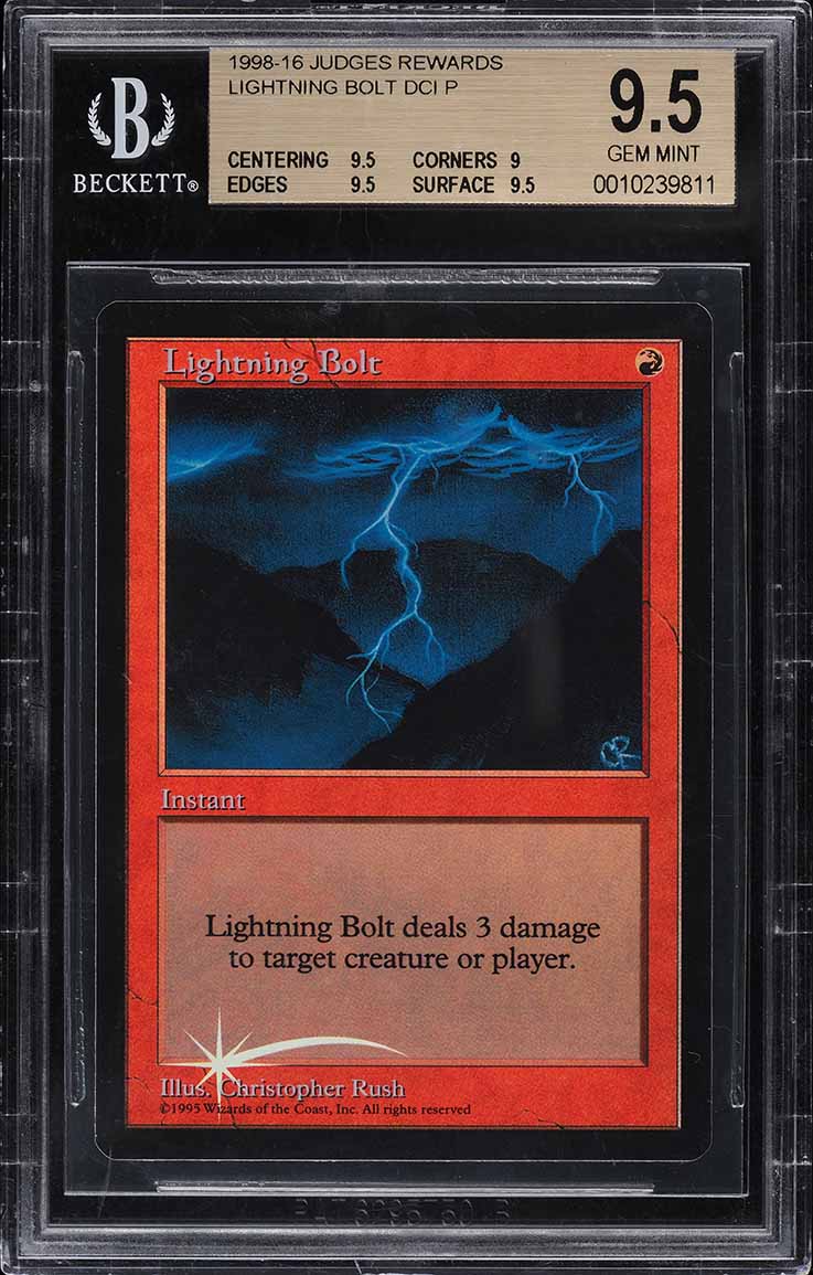 1993 Magic The Gathering MTG Beta Lightning Bolt CGC 9 MINT on