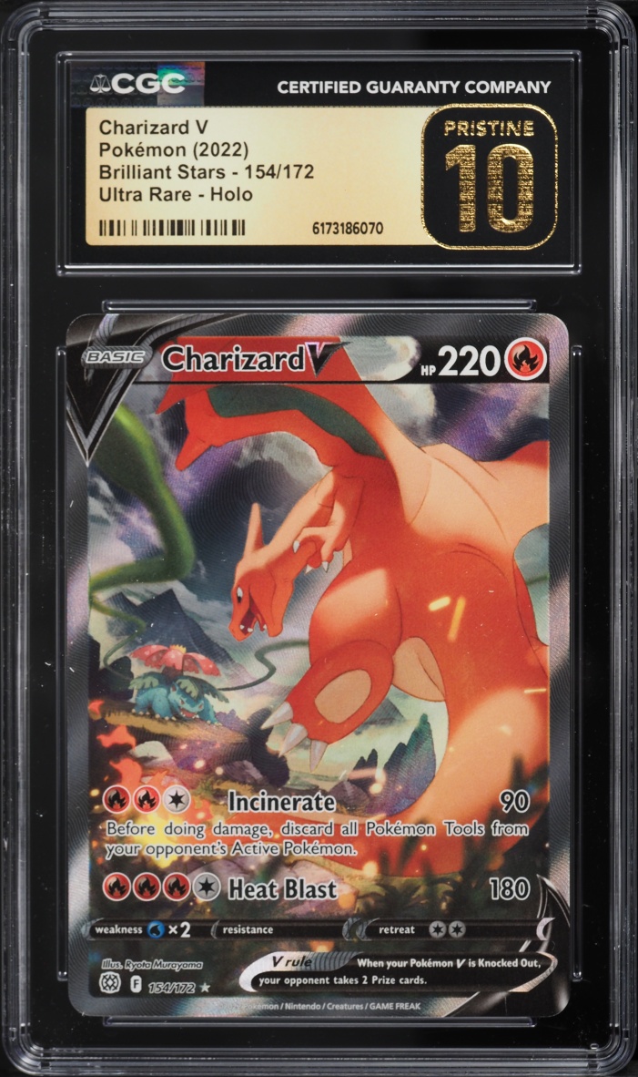 2022 Pokemon Sword & Shield Brilliant Stars Full Art Charizard V #154 CGC 10 PRISTINE