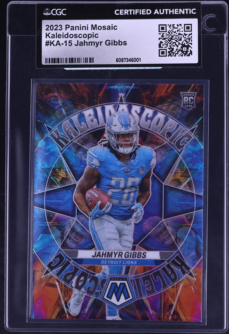 2023 Panini Mosaic Kaleidoscopic Prizm Jahmyr Gibbs ROOKIE #KA-15 CGC AUTH