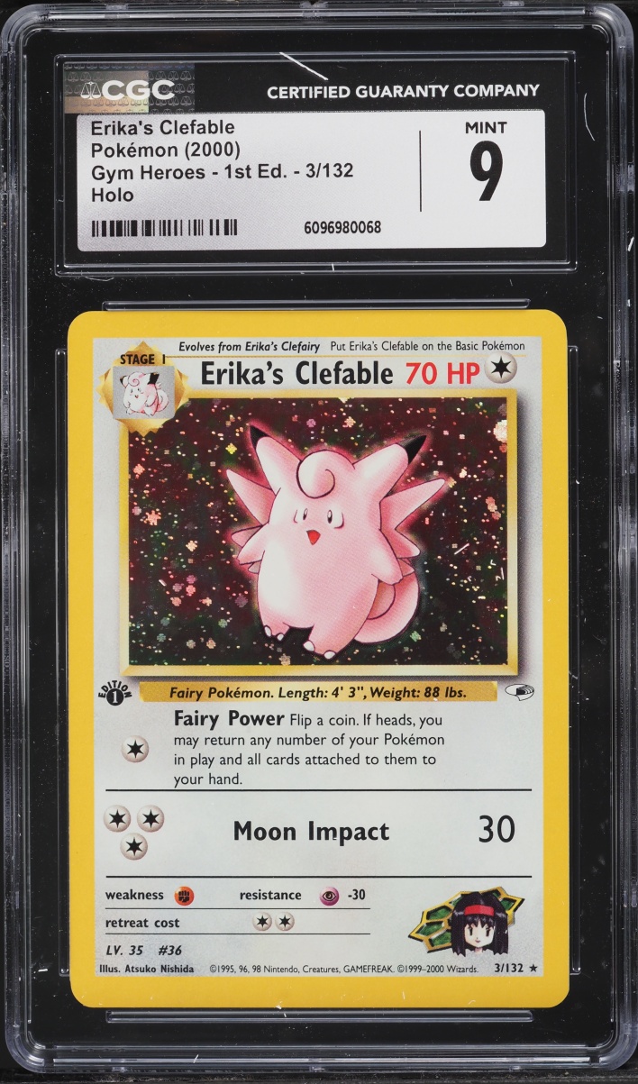 2000 Pokemon Gym Heroes 1st Edition Holo Erika's Clefable #3 CGC 9 MINT
