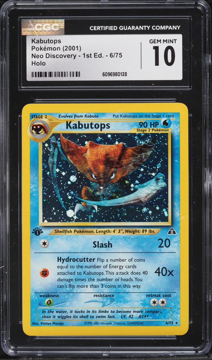 2001 Pokemon Neo Discovery 1st Edition Holo Kabutops #6 CGC 10 GEM MINT