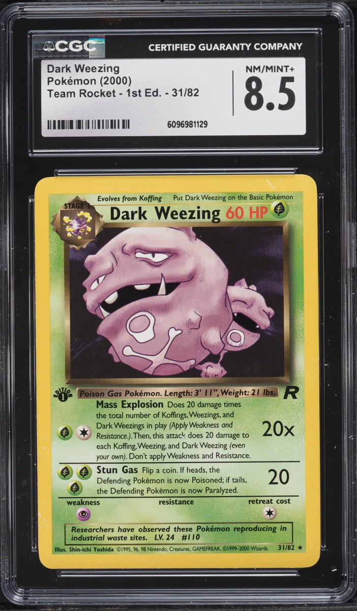 2000 Pokemon Team Rocket 1st Edition Dark Weezing #31 CGC 8.5 NM-MT+