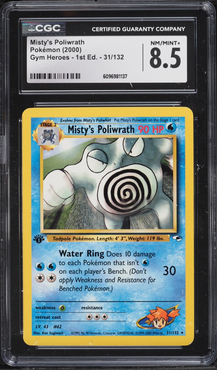 2000 Pokemon Gym Heroes 1st Edition Misty's Poliwrath #31 CGC 8.5 NM-MT+