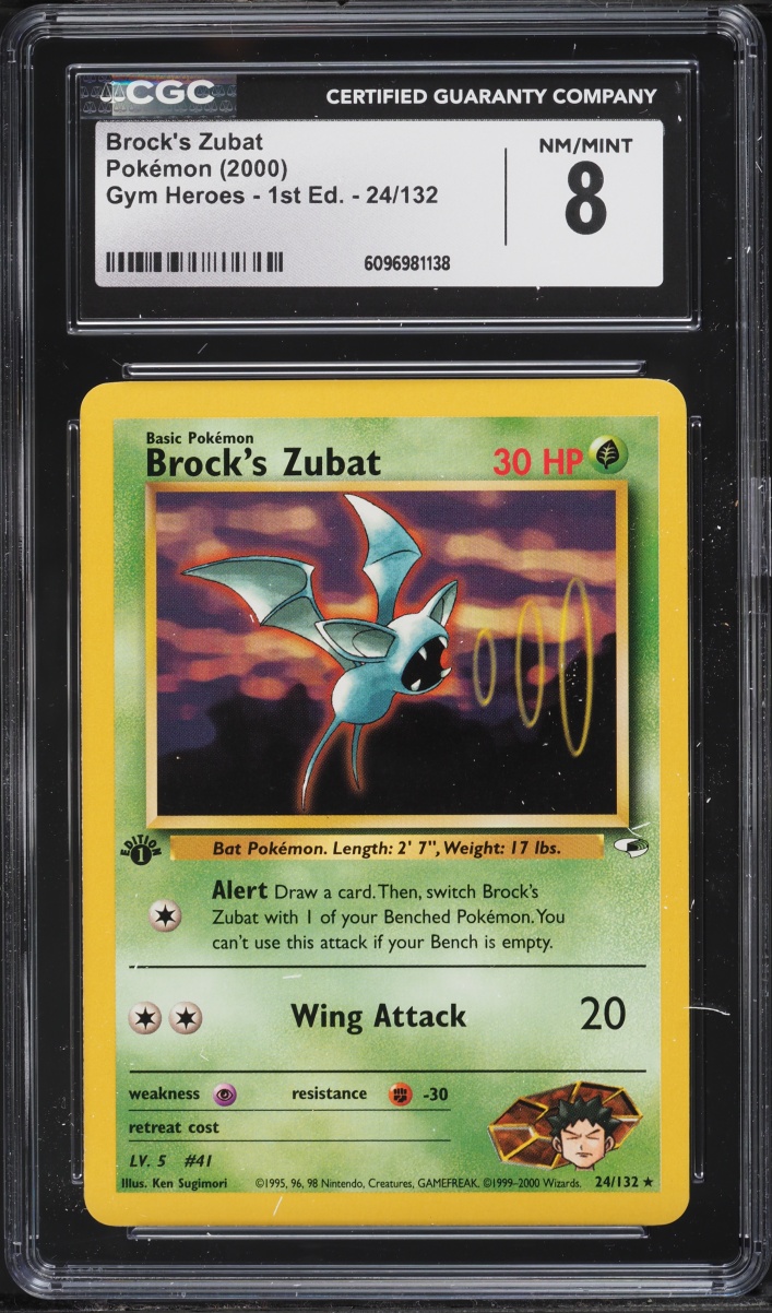 2000 Pokemon Gym Heroes 1st Edition Brock's Zubat #24 CGC 8 NM-MT