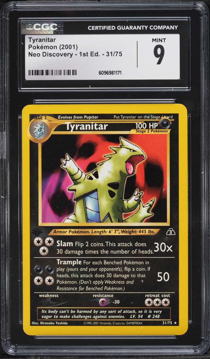 2001 Pokemon Neo Discovery 1st Edition Tyranitar #31 CGC 9 MINT