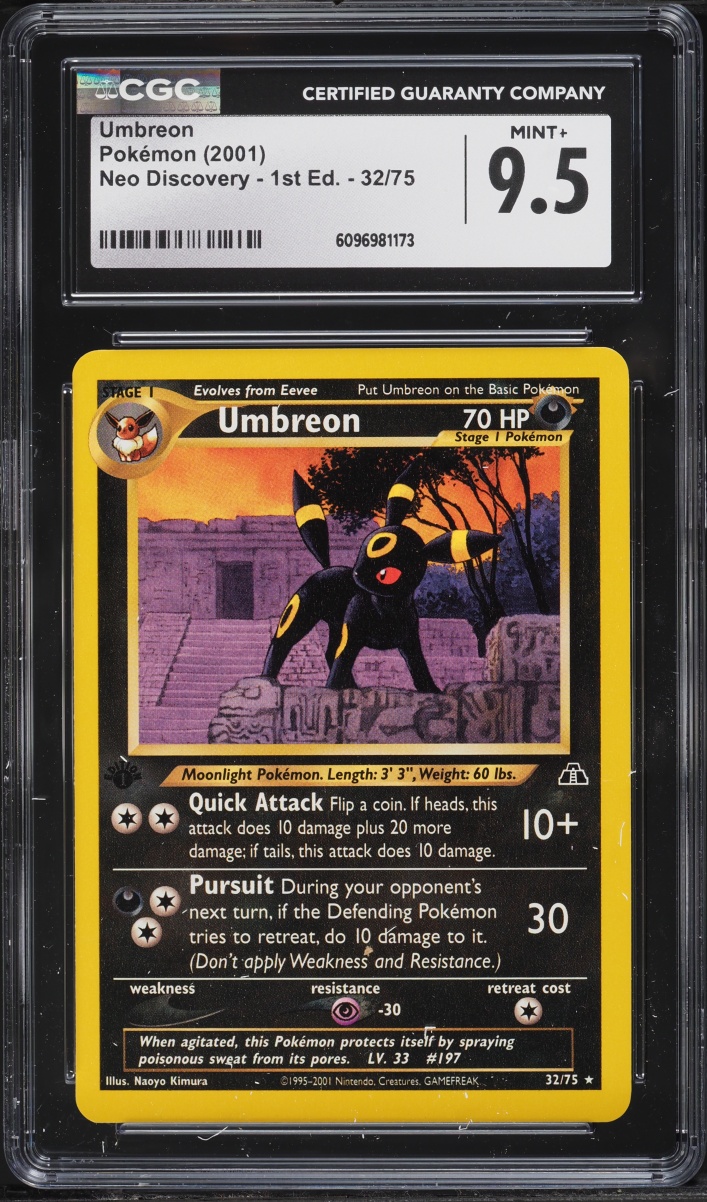 2001 Pokemon Neo Discovery 1st Edition Umbreon #32 CGC 9.5 MINT+