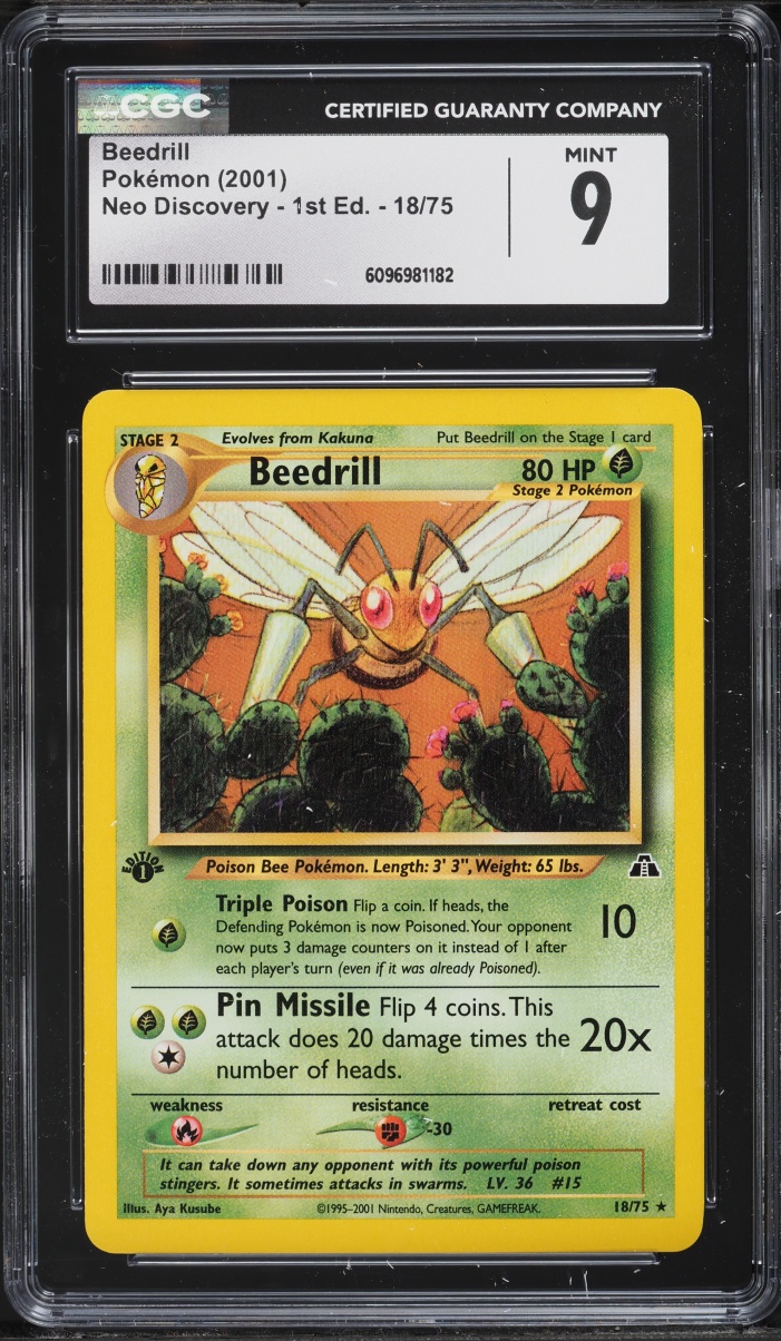 2001 Pokemon Neo Discovery 1st Edition Beedrill #18 CGC 9 MINT