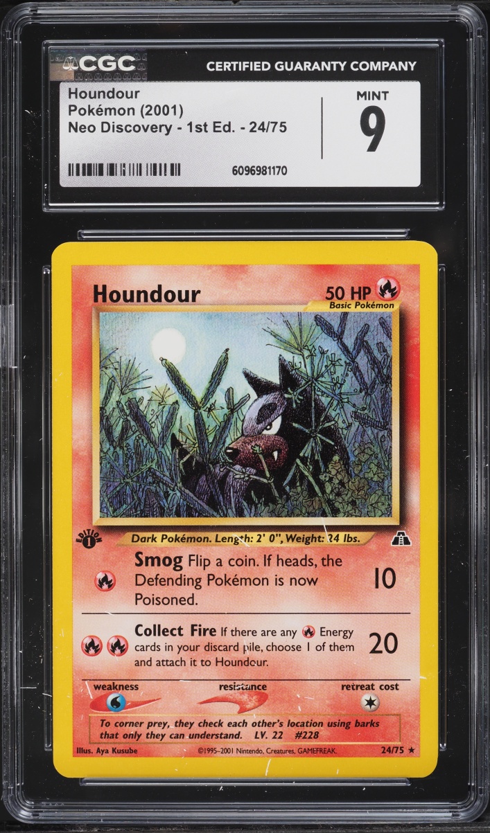 2001 Pokemon Neo Discovery 1st Edition Houndour #24 CGC 9 MINT