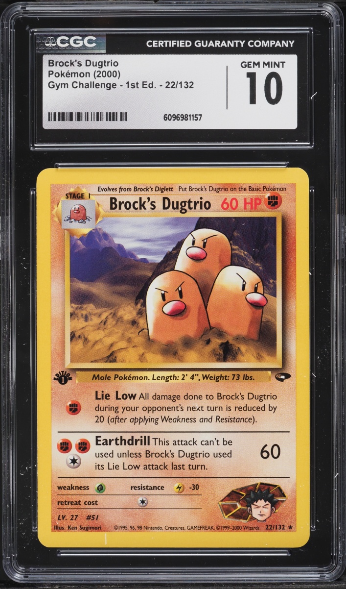 2000 Pokemon Gym Challenge 1st Edition Brock's Dugtrio #22 CGC 10 GEM MINT