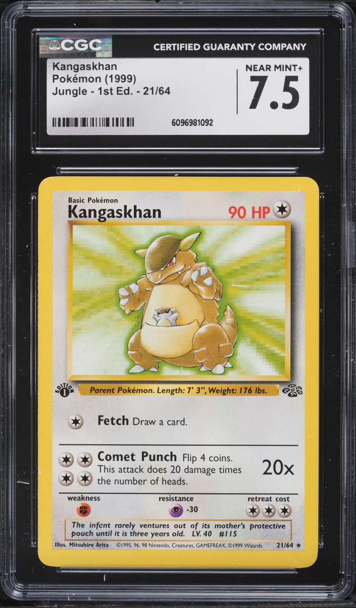 1999 Pokemon Jungle 1st Edition Kangaskhan #21 CGC 7.5 NRMT+