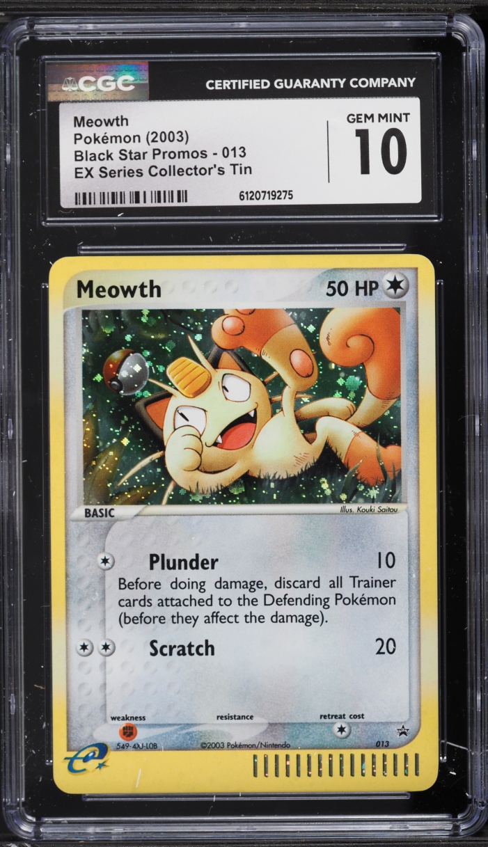 2003 Pokemon Promo EX Series Collector's Tin Cosmos Holo Meowth #13 CGC 10 GEM MINT