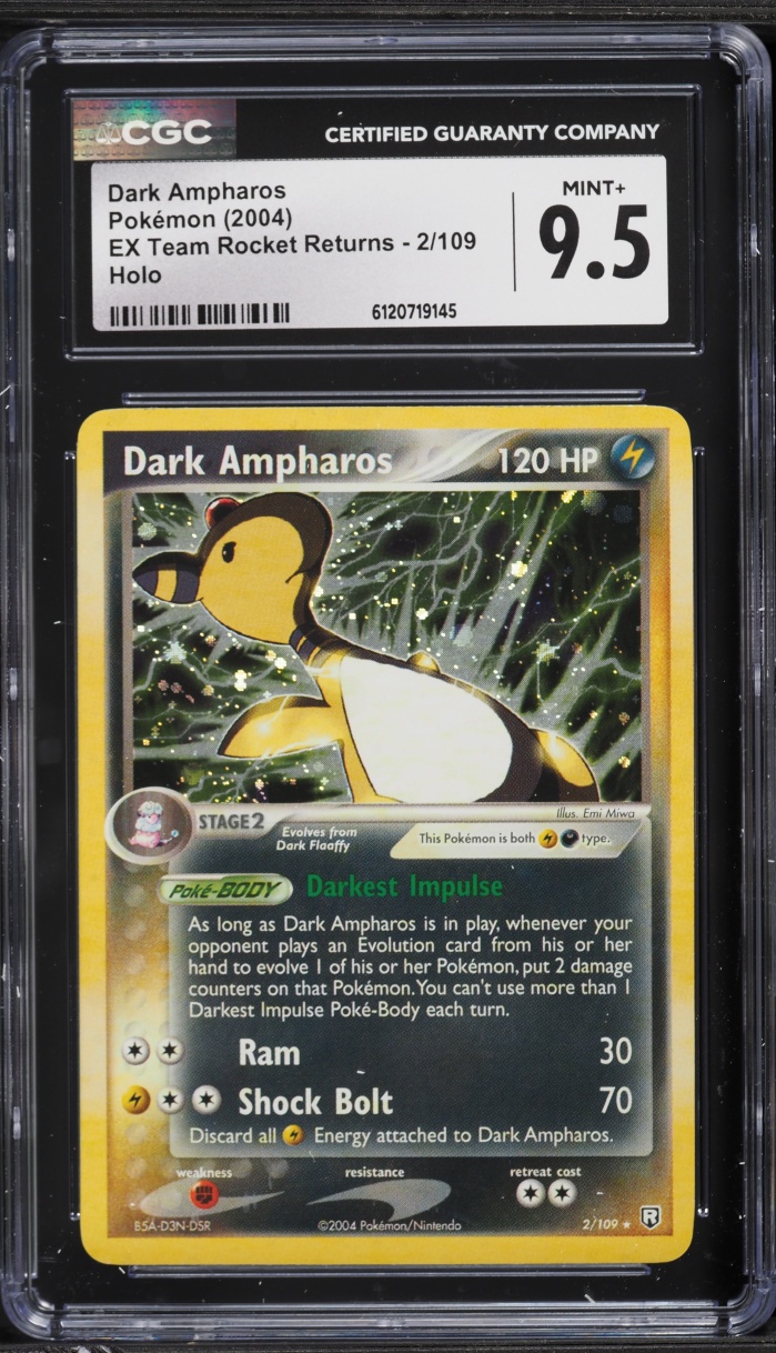 2004 Pokemon EX Team Rocket Returns Holo Dark Ampharos #2 CGC 9.5 MINT+