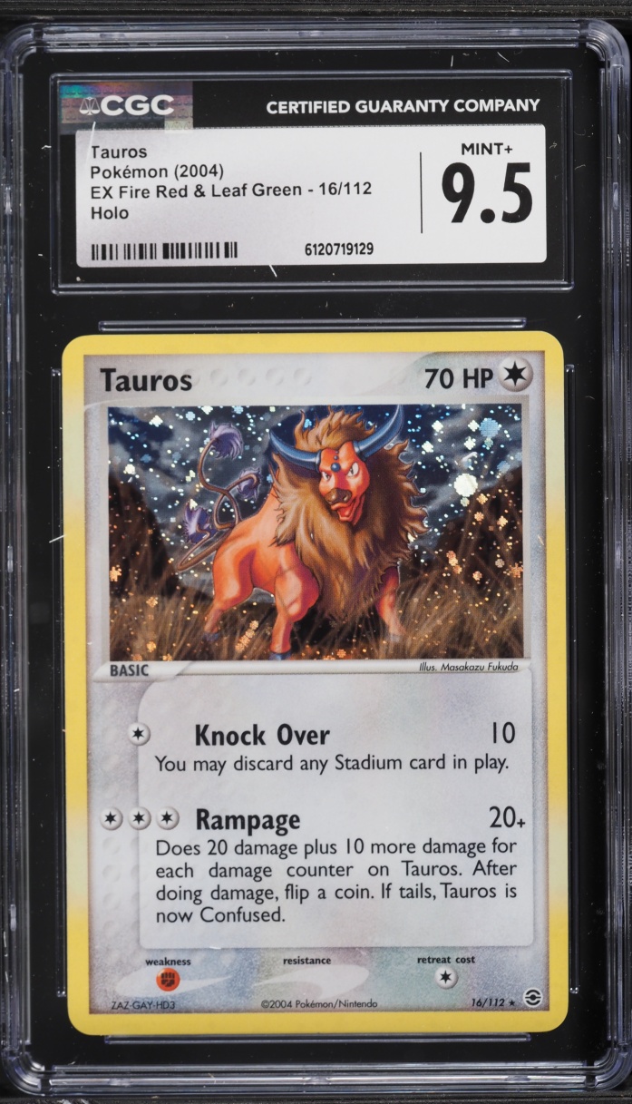 2004 Pokemon EX Fire Red & Leaf Green Holo Tauros #16 CGC 9.5 MINT+