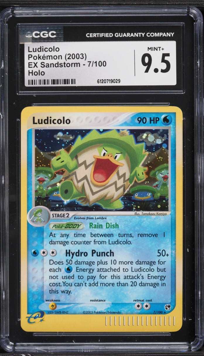 2003 Pokemon EX Sandstorm Holo Ludicolo #7 CGC 9.5 MINT+
