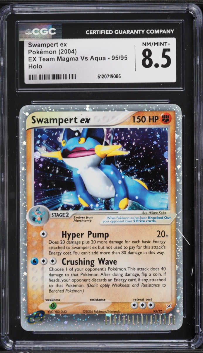 2004 Pokemon EX Team Magma Vs Aqua Holo Swampert ex #95 CGC 8.5 NM-MT+