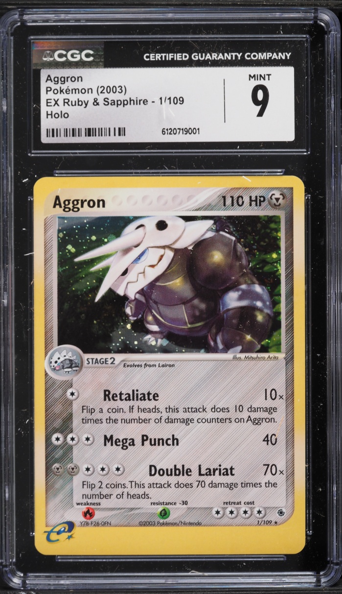 2003 Pokemon EX Ruby & Sapphire Holo Aggron #1 CGC 9 MINT