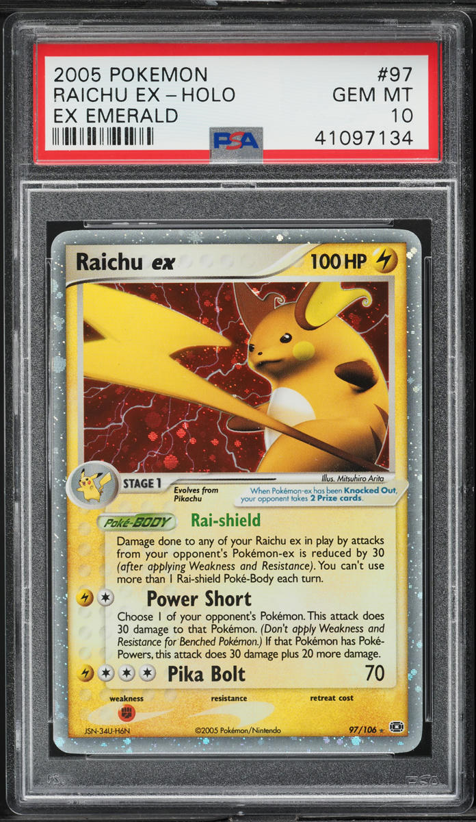 2005 Pokemon EX Emerald Holo Raichu ex #97 PSA 10 GEM MINT