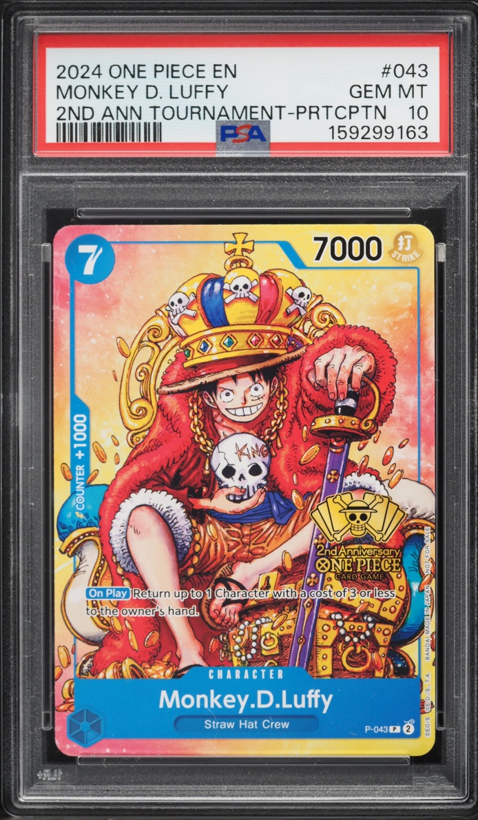 2024 One Piece Promo 2nd Anniversary Tournament Participation Monkey D. Luffy #P-043 PSA 10 GEM