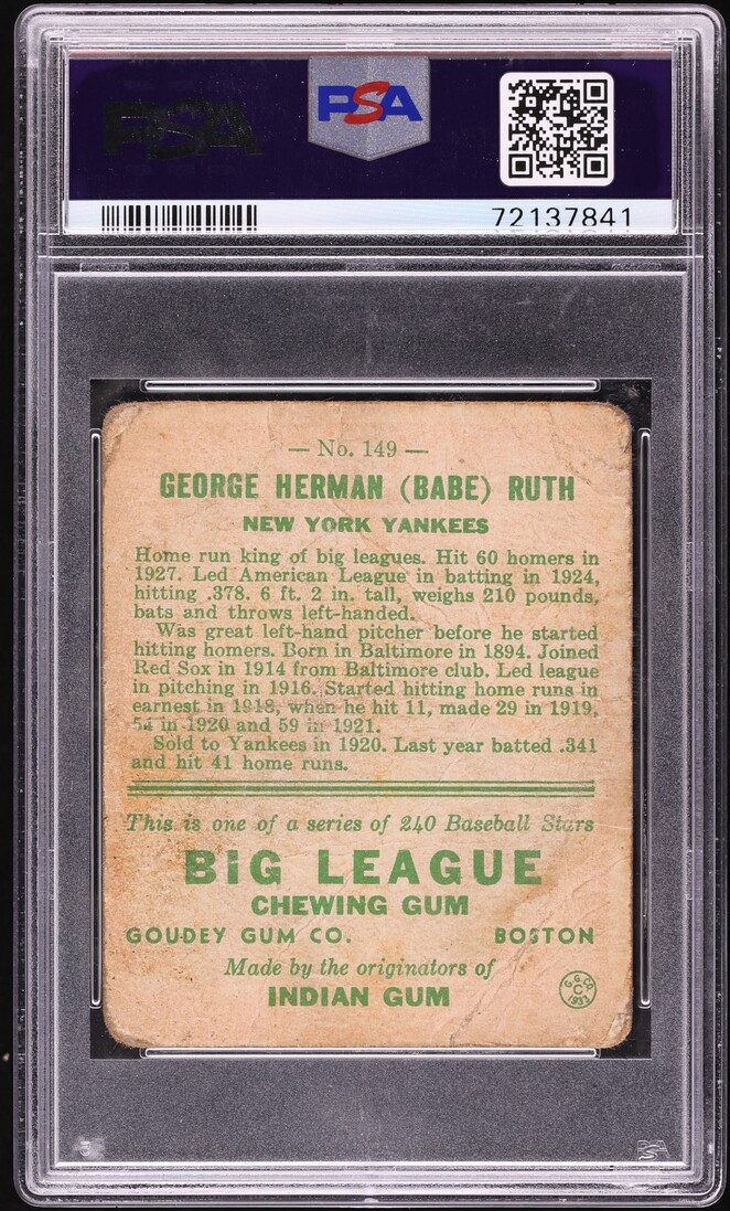1933 Goudey Babe Ruth #149 PSA 1 PR