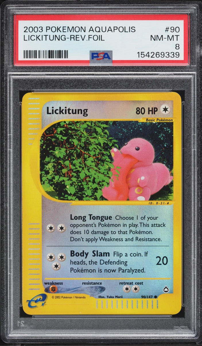 2003 Pokemon Aquapolis Reverse Holo Lickitung #90 PSA 8 NM-MT