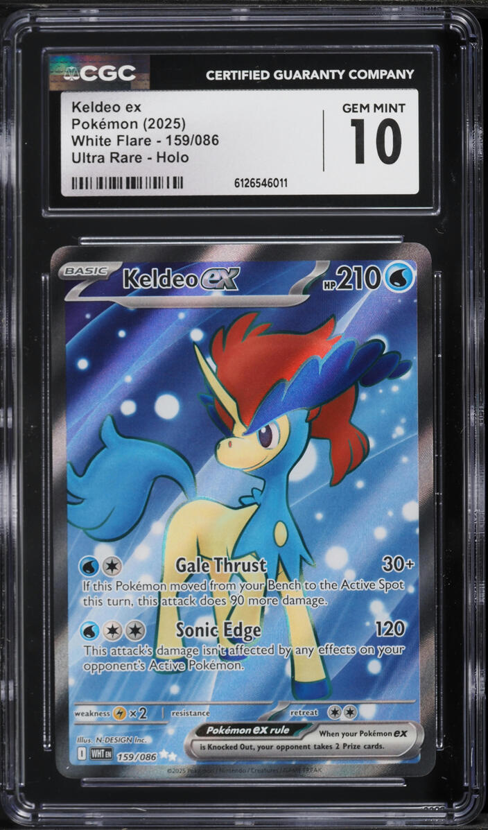 2025 Pokemon Scarlet & Violet White Flare Full Art Keldeo ex #159 CGC 10 GEM MINT