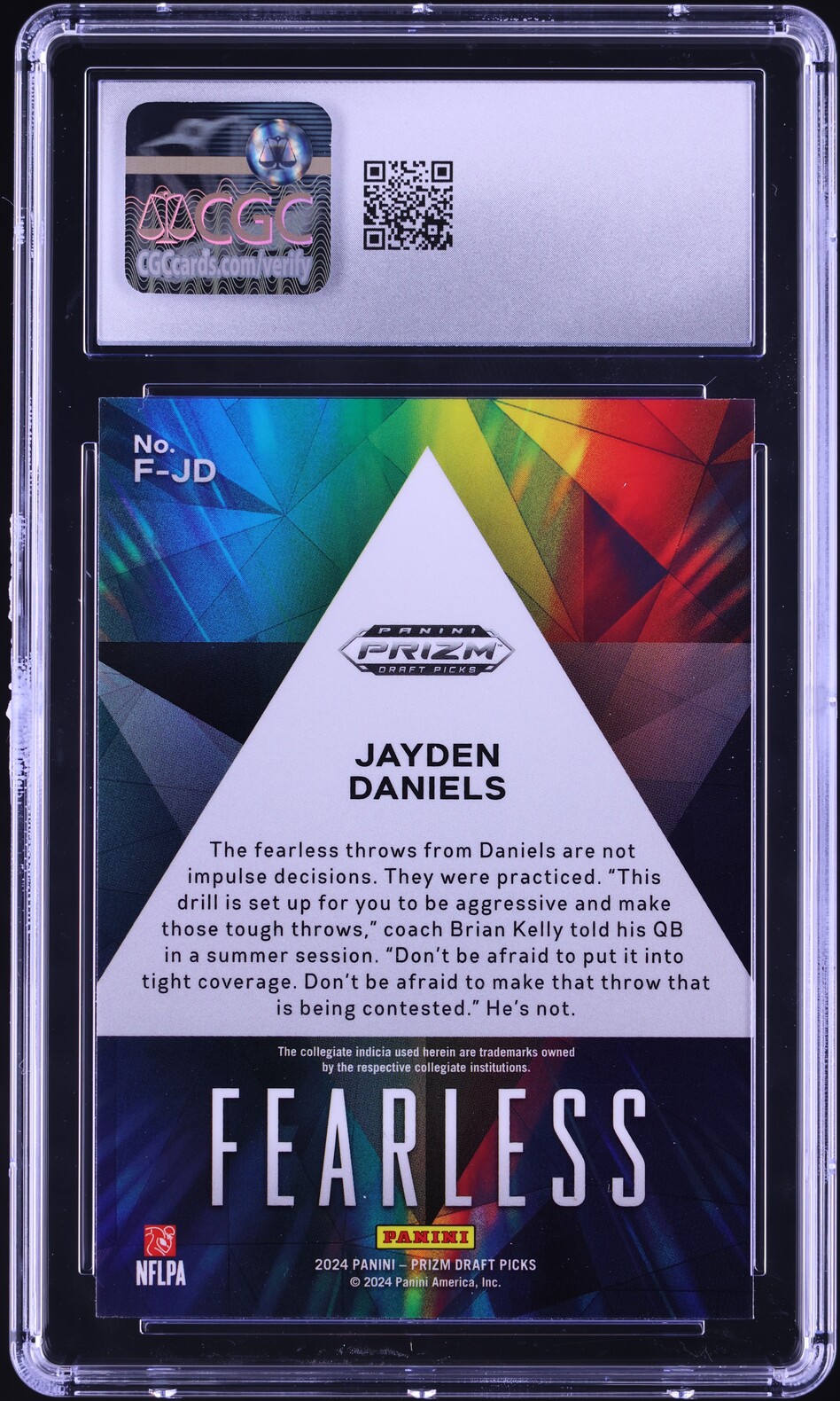 2024 Panini Prizm Draft Picks Fearless Jayden Daniels ROOKIE #F-JD CGC 9 MINT