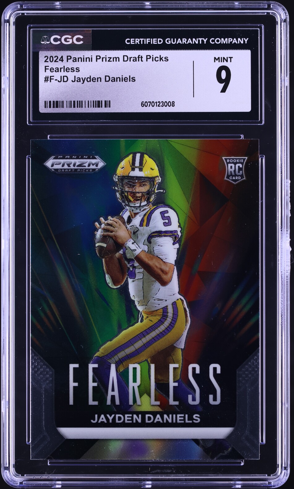2024 Panini Prizm Draft Picks Fearless Jayden Daniels ROOKIE #F-JD CGC 9 MINT