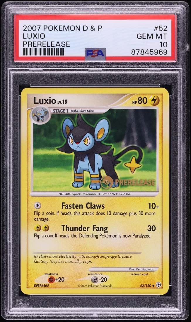 2007 Pokemon Diamond & Pearl Prerelease Luxio #52 PSA 10 GEM MINT
