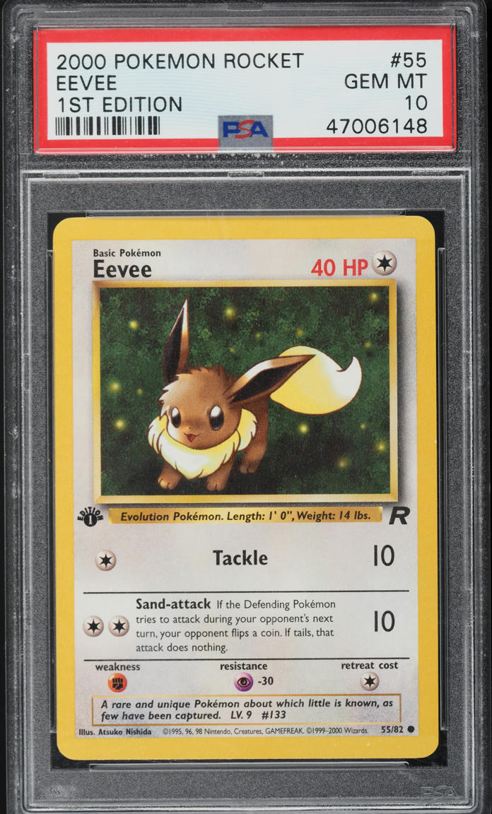 2000 Pokemon Team Rocket 1st Edition Eevee #55 PSA 10 GEM MINT