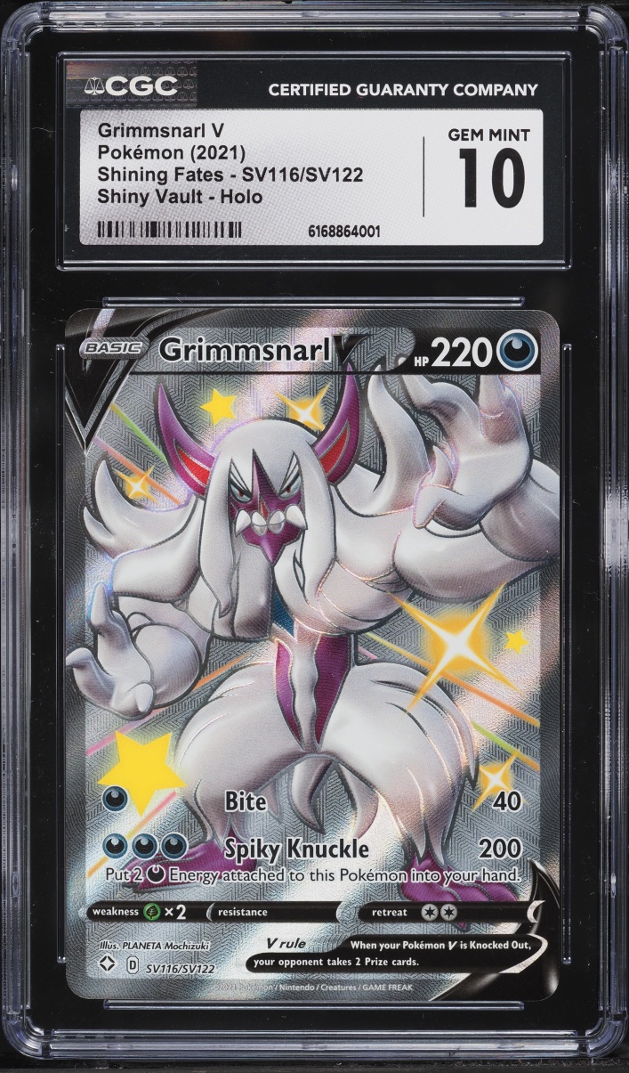 2021 Pokemon Sword & Shield Shining Fates Shiny Vault Full Art Grimmsnarl V #SV116 CGC 10 GEM