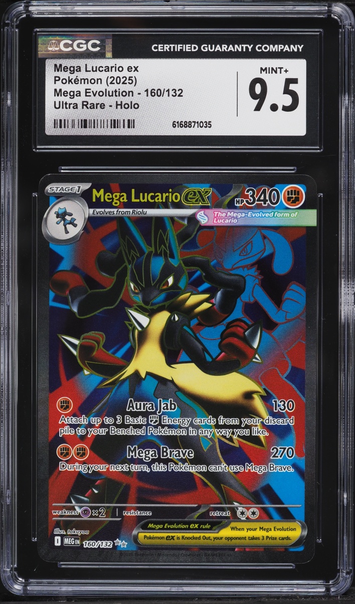 2025 Pokemon Mega Evolution Full Art Mega Lucario ex #160 CGC 9.5 MINT+