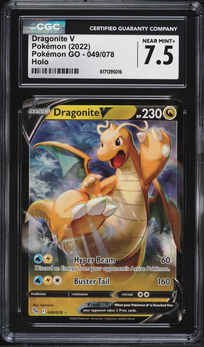 2022 Pokemon Sword & Shield GO Holo Dragonite V #49 CGC 7.5 NRMT+