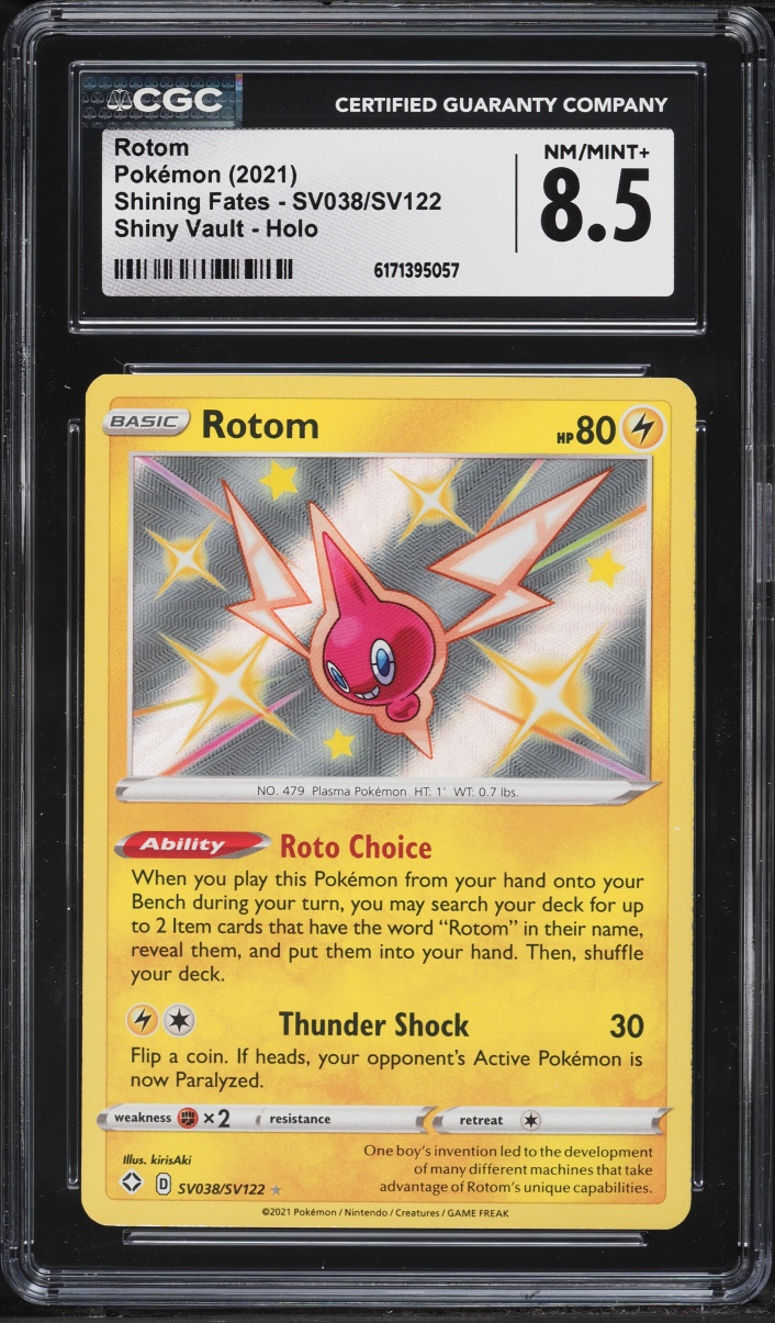 2021 Pokemon Sword & Shield Shining Fates Shiny Vault Holo Rotom #SV038 CGC 8.5 NM-MT+
