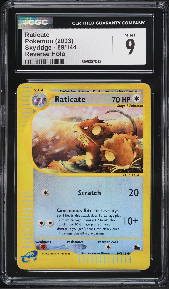 2003 Pokemon Skyridge Reverse Holo Raticate #89 CGC 9 MINT