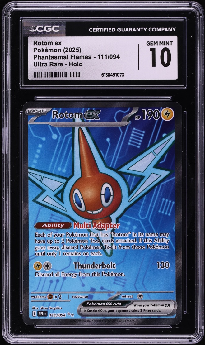2025 Pokemon Mega Evolution Phantasmal Flames Full Art Rotom ex #111 CGC 10 GEM MINT