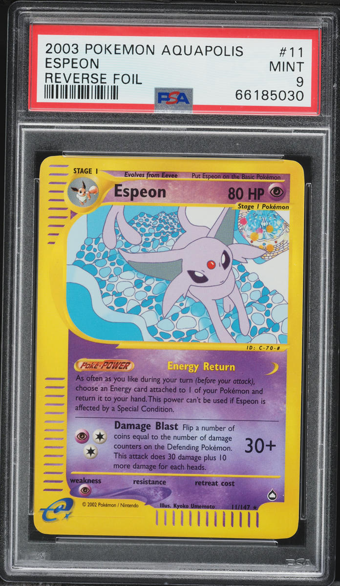 2003 Pokemon Aquapolis Reverse Holo Espeon #11 PSA 9 MINT