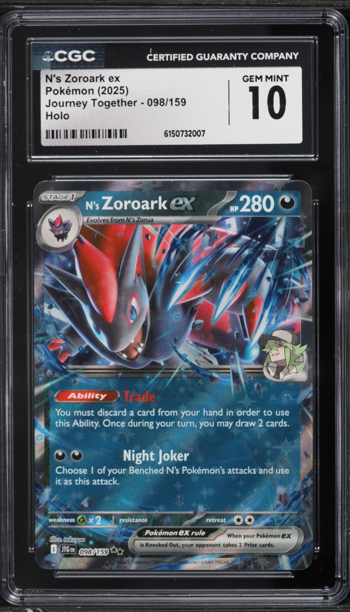 2025 Pokemon Scarlet & Violet Journey Together Holo N's Zoroark EX #98 CGC 10 GEM MINT